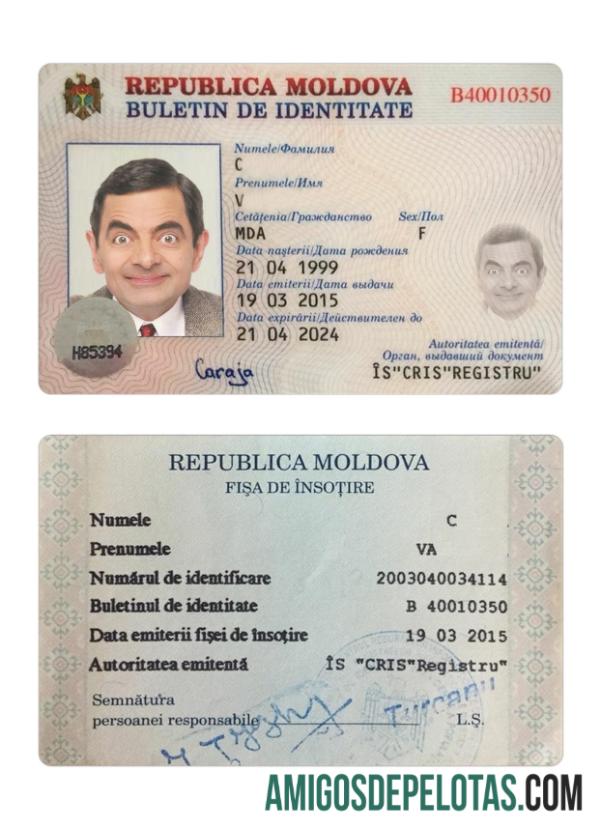 Moldova ID Card Version 2 amostra